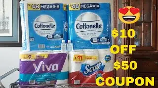 Household paper products haul Couponing at Rite Aid $10 off $50 Fetch Rewards Cottonelle Viva Scott