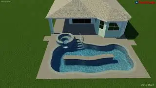 Lazy River Pool with 4 color LED lights, 18 Inch Raised Spa