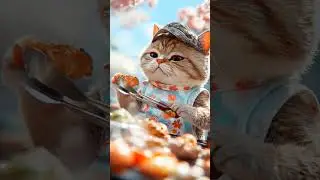 Master of Grilling||Cooking Meat to Perfection||😋 #cat #animation #cute #chef #chefcat #cooking