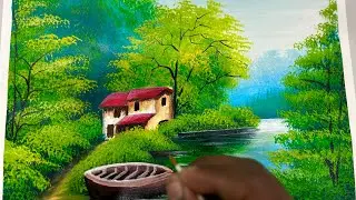 Beautiful Lack Nature Painting // Acrylic painting// landscape painting 