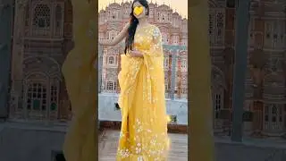 Haldi saree look for wedding ✨💛🧡#haldi #saree #yellowsaree #youtubeshorts