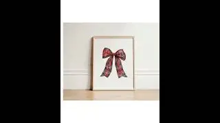 Framed Vintage Bow Illustration Digital Print, Classic Bow Wall Art, Elegant Home Decor Downloada...