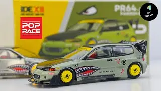 Pandem Honda Civic EG6 Shark Dark Green IDE XII Exclusive by Pop Race 1/64 | UNBOXING and REVIEW