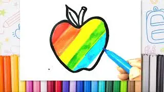 Rainbow Apple | The Coloring Book, How to draw an apple, Step by step drawing and coloring