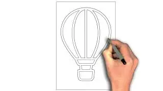 Hot air balloon drawing image, Hot Air Balloon Rising in Stillness