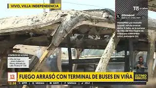Fuego arrasó con un terminal de buses en Viña del Mar
