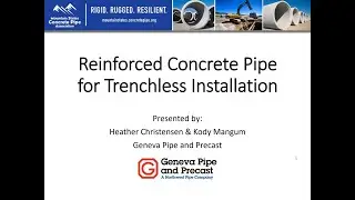Reinforced Concrete Pipe for Trenchless Installation - MSCP Academy Webinar - April 2021