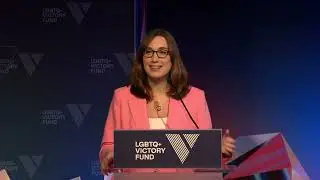 U.S. Representative Sarah McBride speaks at LGBTQ+ Victory Fund National Champagne Brunch