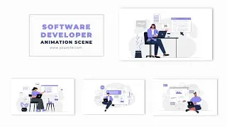 Software Developer Flat Character Animation Scene After Effects Template