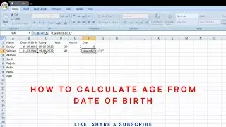 How to Calculate Age from Date of Birth in MS Excel (Year, Month, Day) II Apni age kaise nikale II