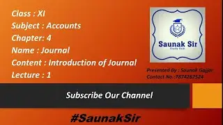 Std.:11 Accounts Ch-4 Lecture-1 | Journal | Meaning & Introduction of Journal
