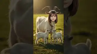 🐐 Mother Goat with Human Girl Head | Fantasy AI Short | Magical Nature Scene #AIVideo #FantasyArt