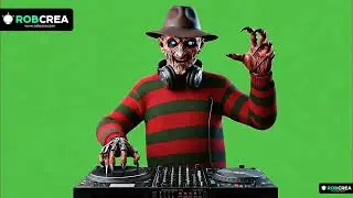 DJ Freddy Krueger 3D con fondo verde | Recurso Chroma Key de Halloween