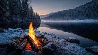 Ultimate Winter Ambience with Campfire 🔥 Snowf, Silence and Fire Sounds