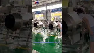 Operation video of semi automatic drum type rotary nuts roasting cooking machine #shorts