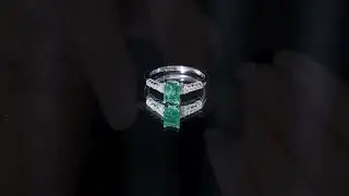 Lab Created Emerald and Diamond Ring