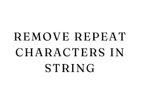 {Java}{Program} Remove Repeat Character in a String #java #javaprogramming