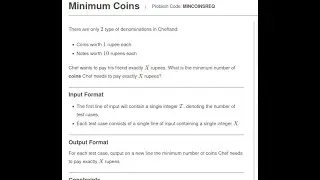 Minimum Coins Problem Code: MINCOINSREQ