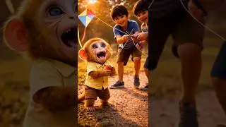 They Cut baby Monkey TOTO KITE 🪁..... But kindness made him Fly 🕊️❤️