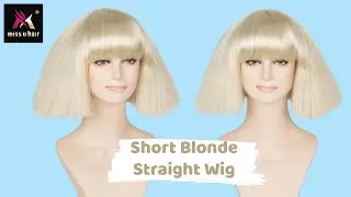Missuhair Lady gaga Short Blonde Straight Wig - Girl Fashion Party Hair Costume Halloween Wig Adult