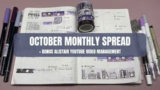 Planning October | Purple & Gray Halloween Spread + Alistair Layout for YouTube | A5 Just Scribble ✨
