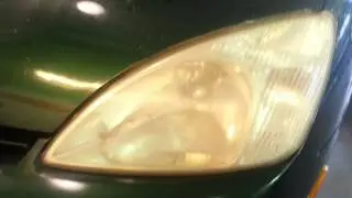 Cleaning headlights green prius