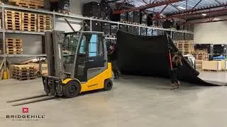 Isolate lithium forklift fires in seconds!   Bridgehill Forklift Fire Blanket + Extendable Poles