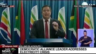 Rolling Blackouts | DA leader John Steenhuisen holds media briefing on SA's electricity crisis
