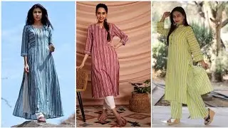 Sab Sy hatke stripe printed kurti designs ideas for girls 2025