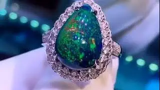 GEMSTONE DIAMONDS 5.78cts OPAL RING PURE 18K GOLD  JEWELRY 100% NATURAL FEMALE RINGS