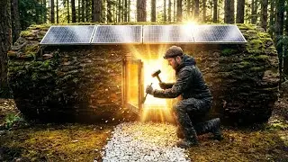 Building a House in the Forest (ASMR) | One Man Builds a Cozy Mini House Inside a Giant Tree Trunk