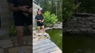 Sammie goes fishing in moms pond 🐟 #shorts