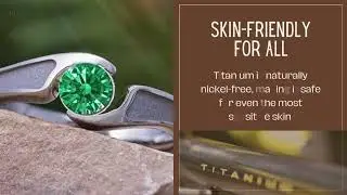 Tension-Set Emerald Bypass Ring | May Birthstone Jewelry | Hypoallergenic Titanium Ring