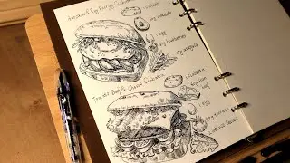 Hand-Drawn Record of Ciabatta Sandwiches「Food Sketch 」no music｜no talking｜Sketch painting ｜ASMR