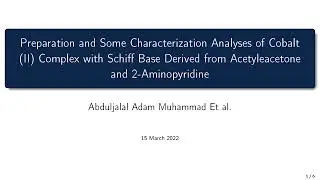 Title - Preparation and Some Characterization Analyses of Cobalt (II) Complex with Schiff Base