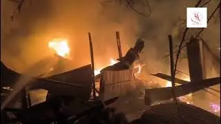 Massive Blaze Engulfs Timber Shops, Houses in Munawarabad, Firefighting Operation Underway