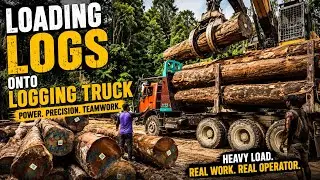 Luar Biasa!!Aksi para sopir Alat berat mengeluarkan kayu Logs dari dalam hutan Rimba