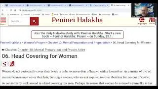 Peninei Halacha – Head Covering for Men & Women While Reciting Blessings & Prayers
