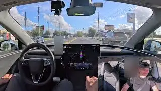 Tesla FSD 14.1.4 Uber отвезёт милую молодую леди в начальную школу в центре Хьюстона, чтобы забра...