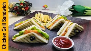 Grilled Chicken Sandwich / Club Sandwich Recipe by Saimis Kitchen