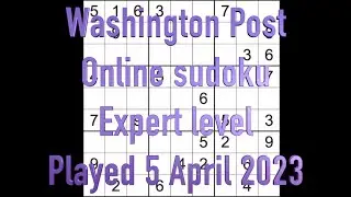 Sudoku solution &ndash; Washington Post Online 5 April 2023 Expert level