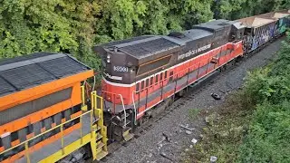 Wendsdays Providence & Worcester FPCH Departing out of Fresh Pond Yard on the Fremont Secondary