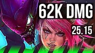 KHA'ZIX vs VI (JGL) | 10 solo kills, 62k DMG, Comeback, Legendary, 24/5/7 | KR Master | 25.15