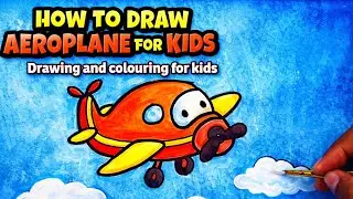 How to draw Aeroplane for kids || Drawing and colouring of aeroplane 
