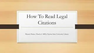 CSU Library - How To Read Legal Citations