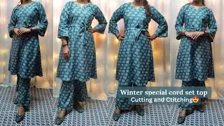 Winter special cord set top cutting and stitching | Readymade style coat set cutting |Easy tutorial