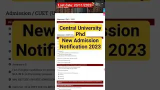 Central University PHD New Application 2023, Link in Description #phdadmission2023 #phd #shorts