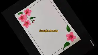 # pink flower 🌺 design for project paper # new year card design # A4 paper drawing # design