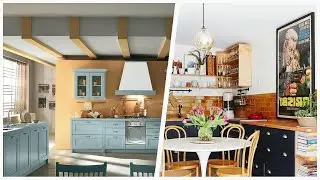 75 Kitchen With Blue Cabinets And Orange Backsplash Design Ideas You'll Love ♡