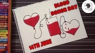 Blood Donation Day Drawing || Blood Donor Day Drawing Easy || Oil Pastel Drawing || Step By Step